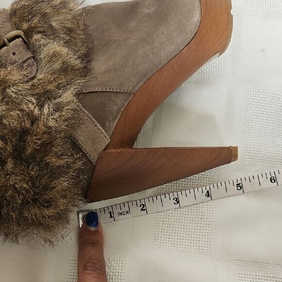 Nine West  Faux Fur Ankle Boots - Brown - Picture 6 of 16